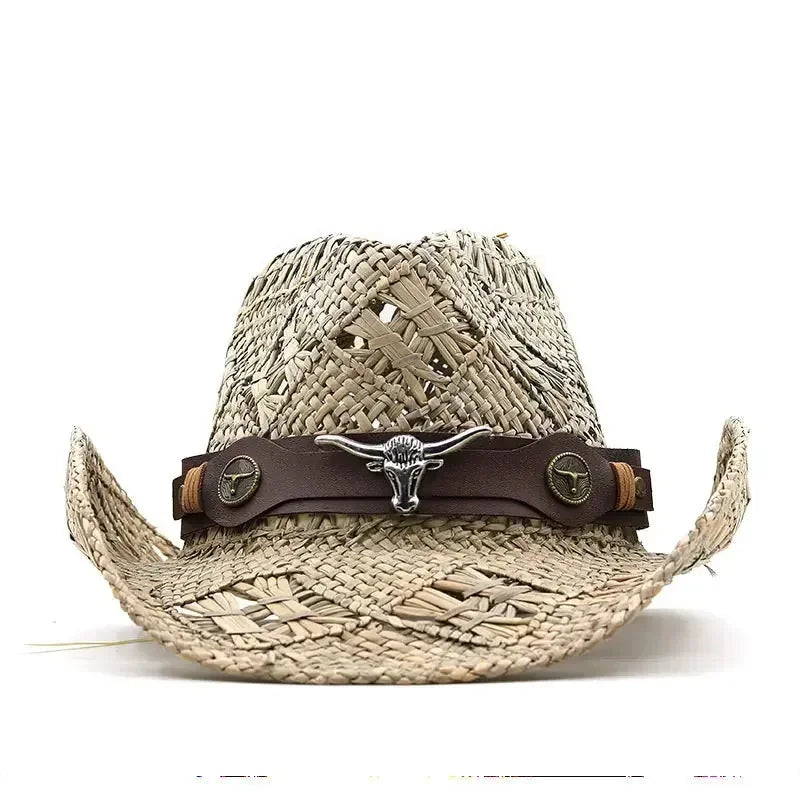 hand-woven natural grass hat | adjustable leather hatband | wide-brim sun protection hat | energy saving