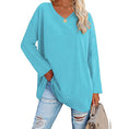 Solid Color Loose Drop Shoulder Sleeve V Neck Long Sleeve Blouse Meifu Market