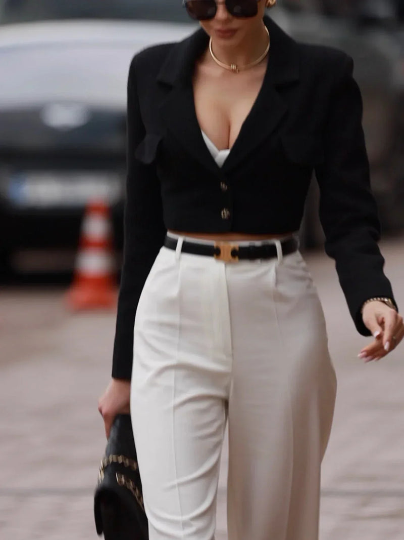 tweed blazer for women | solid color short blazer | wool blend blazer jacket | ultrasonic cleaning