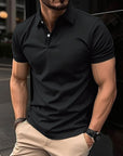 Summer Short Sleeve Polo Shirt Men Solid Color Button Lapel Button Top Meifu Market