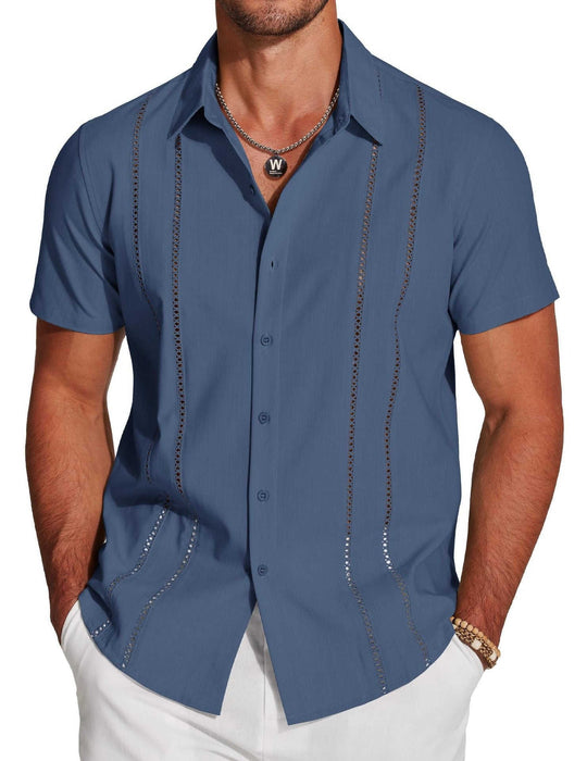 Men's Hawaiian Print Short Sleeve Lapel Shirt - Meifu Market