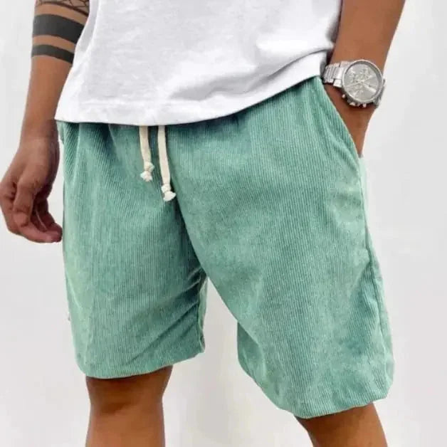 heavyweight corduroy shorts | mens drawstring waist shorts | casual cargo pocket shorts | energy saving