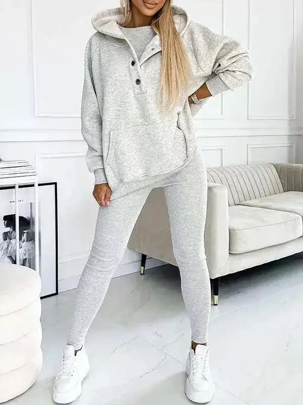 athleisure hoodie set | thick thread hoodie | slim-fit vest pants | energy saving