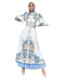 floral print maxi dress | puff sleeve lapel collar | button front long dress | ultrasonic cleaning