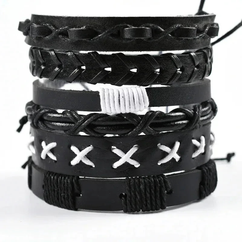 genuine leather bracelet | adjustable woven bracelet | multi-layer charm bracelet | energy saving