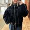 Loose Fashion Lapel Zip-up Jacket Cool Long Sleeve Zipper Closure Moto Biker Leather Jacket Womens Clothing Meifu Market