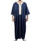 mid-sleeve arabic robe | embroidered navy blue thobe | cotton blend mens robe | energy saving