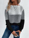 Pullover Knitted Sweater Fashion Round Neck Splicing Knitwear Loose Top Women's Clothing Meifu Market