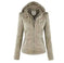 Fashion Detachable Hooded Jacket With Pockets Casual Solid Color Zipper Long Sleeve Leather Coat Autumn Winter Women's Clothing Meifu Market