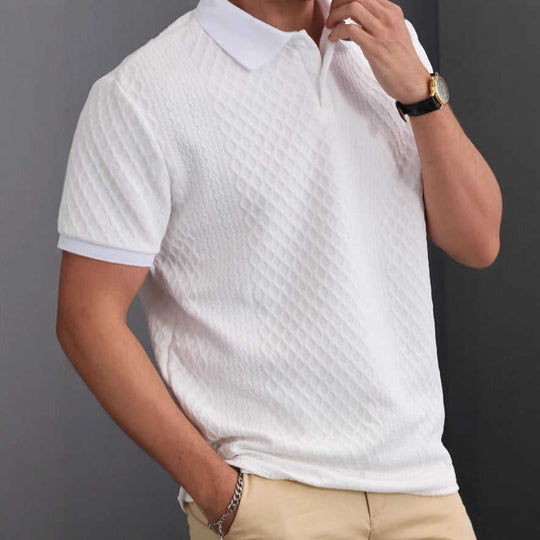 Jacquard Polo Tee — Men's Regular Fit Everyday Knit Shirt