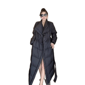 Retro Elegant Lapel Long Lace Up Down Cotton-padded Jacket Meifu Market