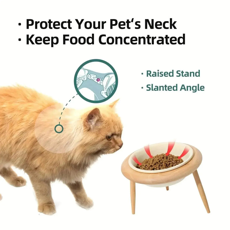 adjustable height pet bowl | ceramic cat food bowl set | elevated wooden pet feeder | ultrasonic cleaning