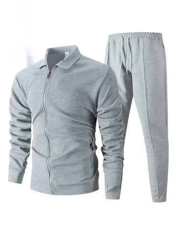 Autumn Youth Zipper Pocket Lapels Slim Fit Men's Jacket Suits