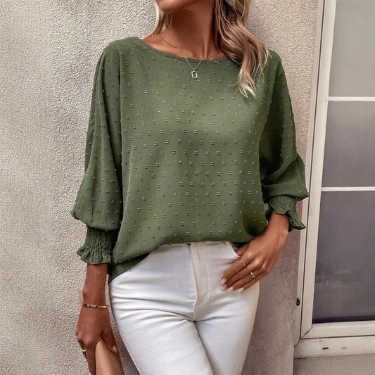 Round Neck Lantern Sleeve Long Sleeve