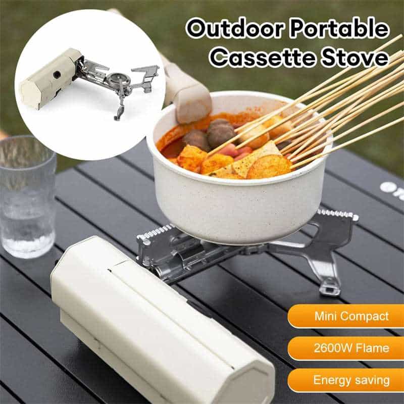Camping Gas Stove Portable Folding Cassette Stove Outdoor Hiking BBQ Travel Cooking Grill Cooker Gas Burner Food Heating Tool Kitchen Gadgets 