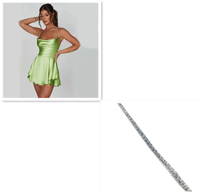 sexy suspender skirt for women | satin backless dress | lace up short dress | ultrasonic cleaning