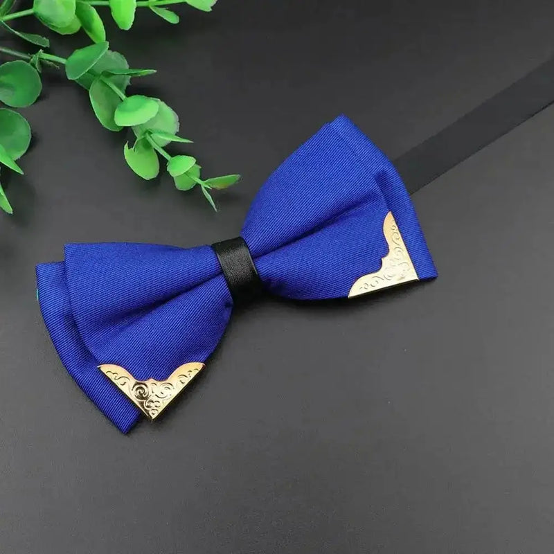 metal bow tie for men | double layer polyester bowtie | adjustable neck strap bow tie | energy saving