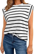 Crew Neck Striped Vest Sweater Meifu Market
