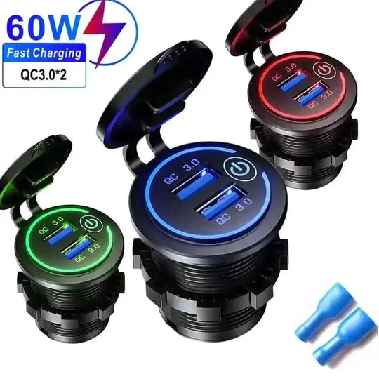 quick charge 30 car charger | waterproof dual usb port | 12v 24v truck adapter | ultrasonic cleaning