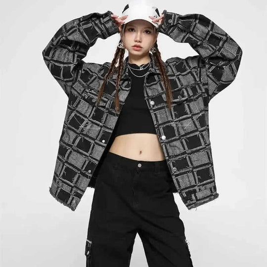 heavyweight denim jacket | plaid lined coat | durable cotton blend | ultrasonic cleaning