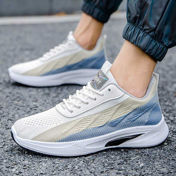 Color-blocked Mesh Sneakers Men Breathable Comfortable Casual Fashion Lace Up Wear-resistant Walking Running Sports Shoes 