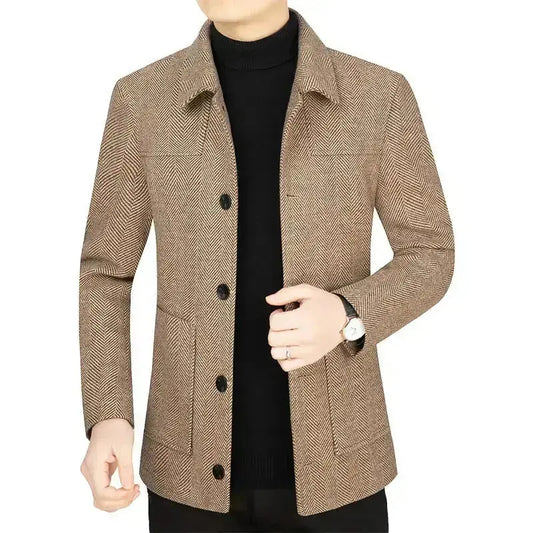 Men's Lapel Woolen Jacket Business Casual Jacket