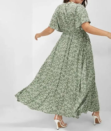 European And American Ladies Bohemian Style Floral Tight Waist Dress