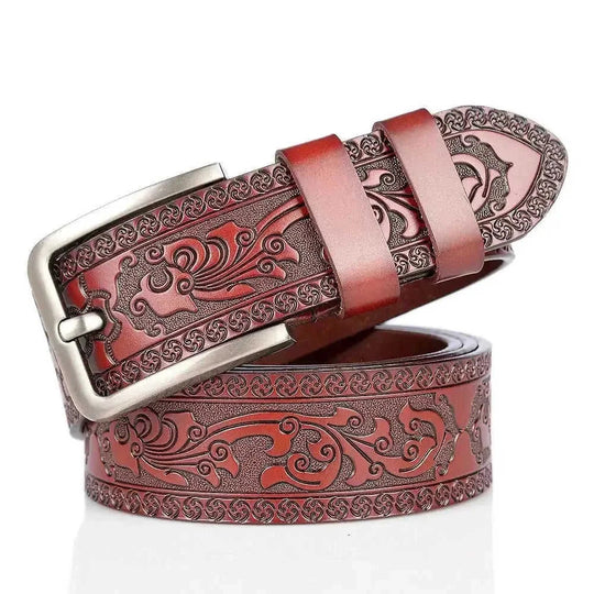 genuine leather belt for men | full grain cattlehide leather | heavy duty brass buckle | ultrasonic cleaning