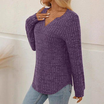 brushed cotton fabric | v-neck t-shirt | striped long sleeve top | energy saving