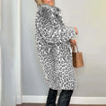 Women's Leopard Print Plush Jacket, Cozy Loose-Fit Warm Coat Elegant Medium-Length Fall Winter Outwear Meifu Market