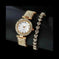 2-Piece Women's Watch & Bracelet Set - Luxury Fashion Jewelry Gift Set with Silver Strap Quartz Watch Gold - size and dime...