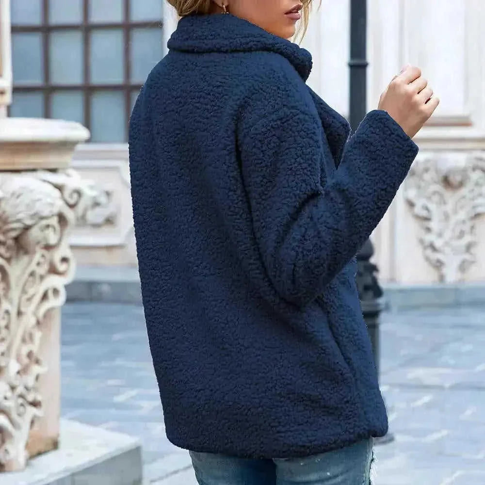 heavyweight wool blend coat | oversized fluffy cardigan | long sleeve winter jacket | energy saving