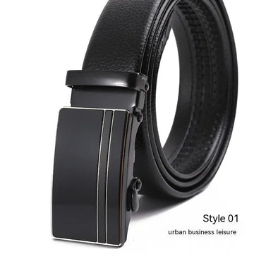 automatic buckle belt | genuine leather belt for men | litchi pattern texture | ultrasonic cleaning