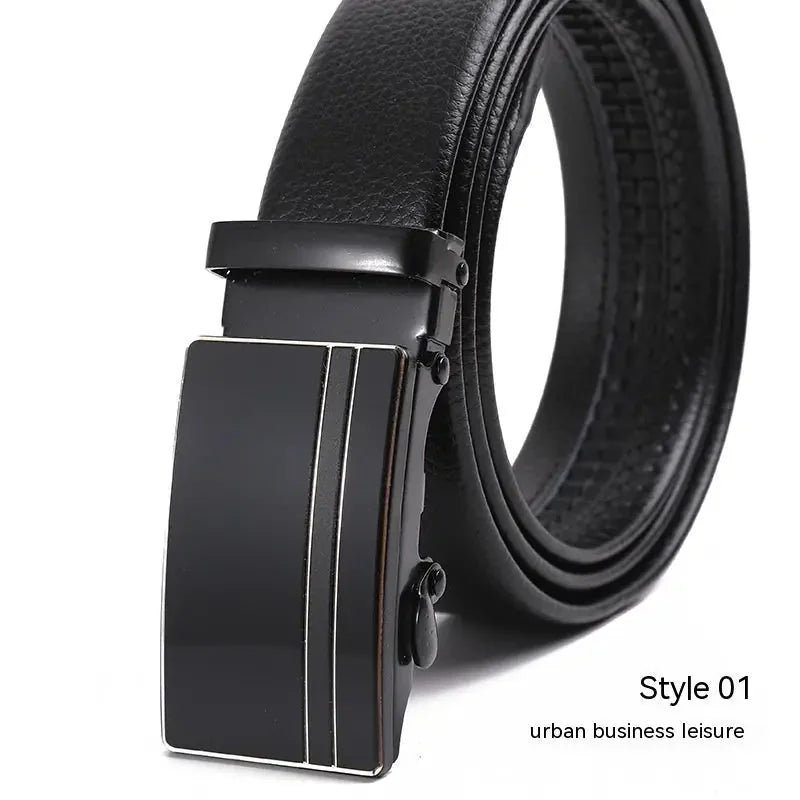 automatic buckle belt | genuine leather belt for men | litchi pattern texture | ultrasonic cleaning