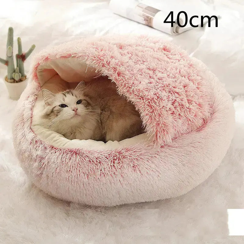2-in-1 Dog & Cat Bed - Round Plush Warm Winter Pet House Meifu Market