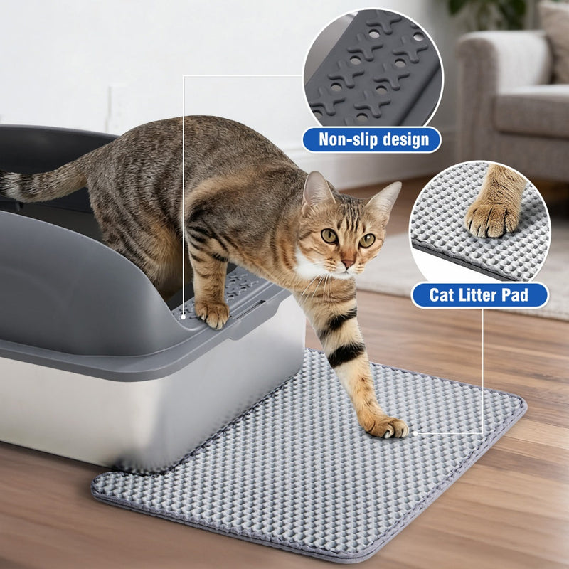 Stainless Steel Cat Litter Box With Lid, Large Cat Litter Box For Big Cats, Scoop And Mat Included Meifu Market