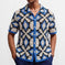 Geometric Hollow-Out Knit Polo — Men's Open Knit Resort Shirt