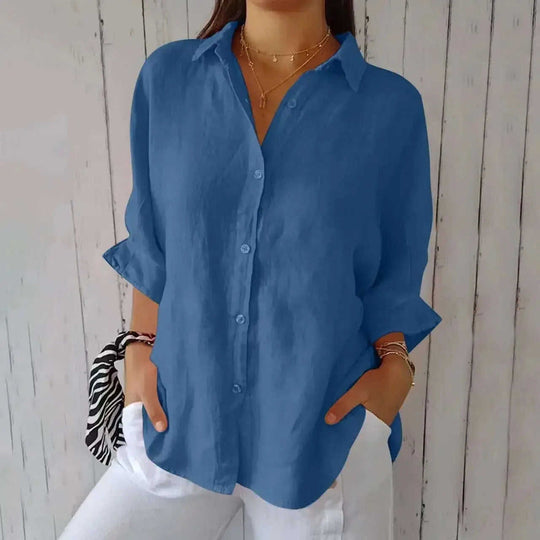 Lapel Long Sleeve Shirt Women's Single-breasted Pleated Shirt Meifu Market