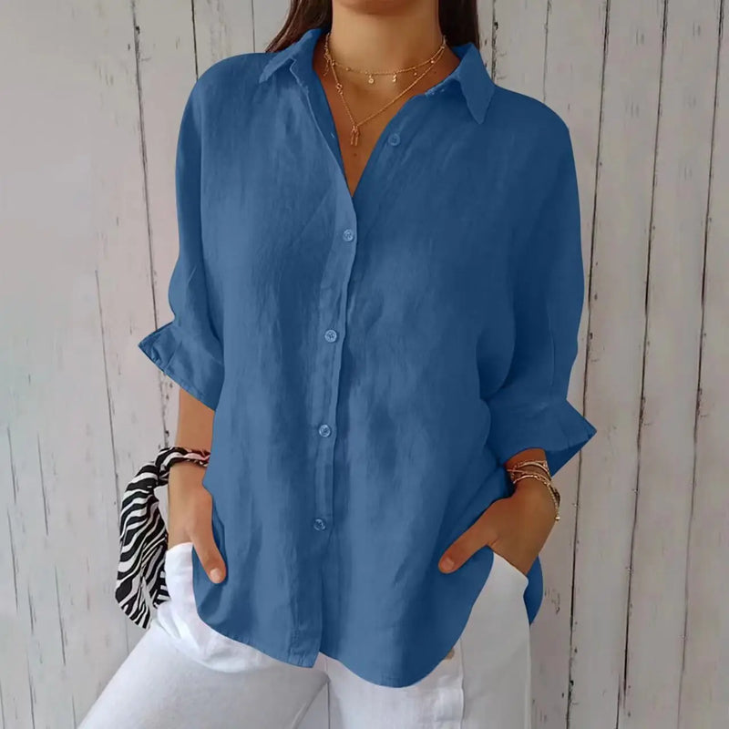 Lapel Long Sleeve Shirt Women's Single-breasted Pleated Shirt Meifu Market