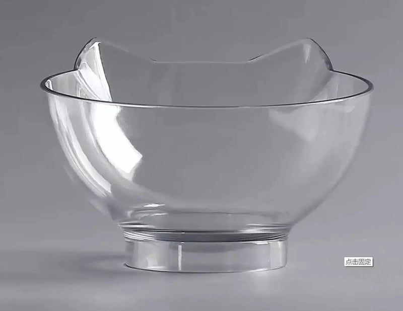 New Inclined Food Cat Ear Oblique Mouth Transparent Single Pet Bowl Meifu Market