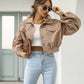 Women's Casual Lapel Corduroy Jacket Short Coat Meifu Market