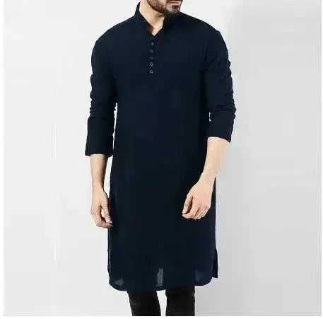 long sleeve cotton robe | lightweight linen thobe | breathable muslim clothing | energy saving
