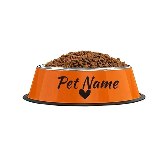 Customizable Stainless Steel Dog Bowl, Non-Slip Pet Food and Water Bowl with Personalized Name for Dogs Red-crown - availa...