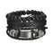 braided leather bracelet for men | vintage charm wood beads | adjustable wrap wristband | ultrasonic cleaning