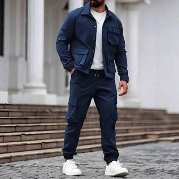 Cross-border Heavy Men's Vintage Overalls Jacket Multi-pocket Trousers Trendy Tough Guy Suit