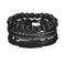 braided leather bracelet for men | vintage charm wood beads | adjustable wrap wristband | ultrasonic cleaning