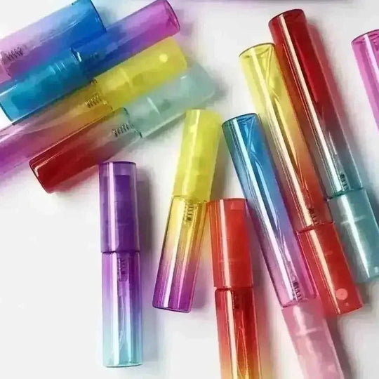 6Colors Mist Perfume Bottles Glass Empty Bottles - back view (color: red, light blue | pattern: check)