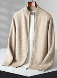 pure wool cardigan | double-strand knit sweater | stand collar cashmere | energy saving