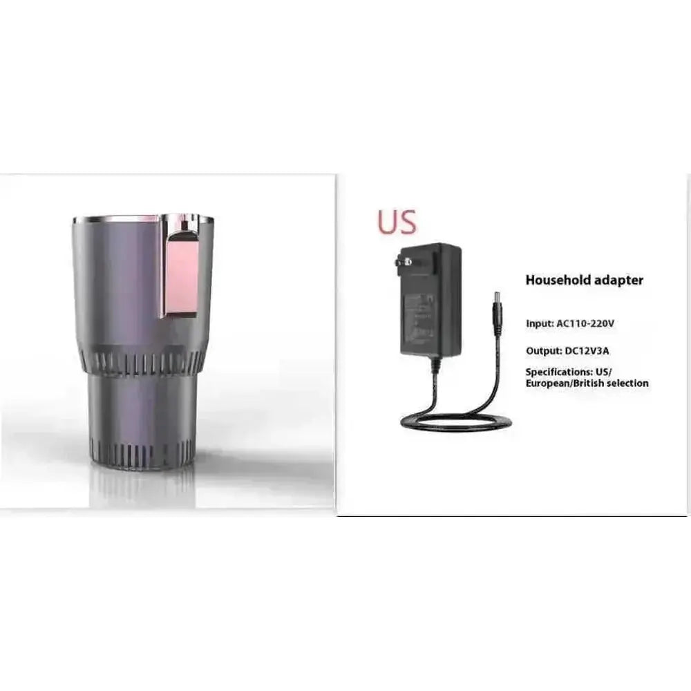 2-in-1 Car Cup Warmer & Cooler - 12V Smart Temperature Control Cup Holder - back view (pattern: check)