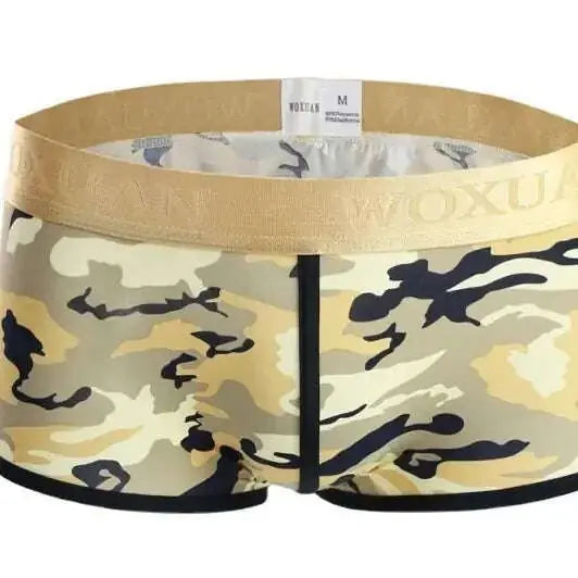 Men's Camouflage Nylon Boxer Briefs High Elastic Low-Rise Meifu Market